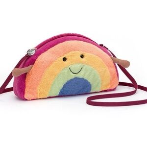 Jellycat Amusable Rainbow Bag Plush Purse Pocketbook Crossbody w Zipper NWT
